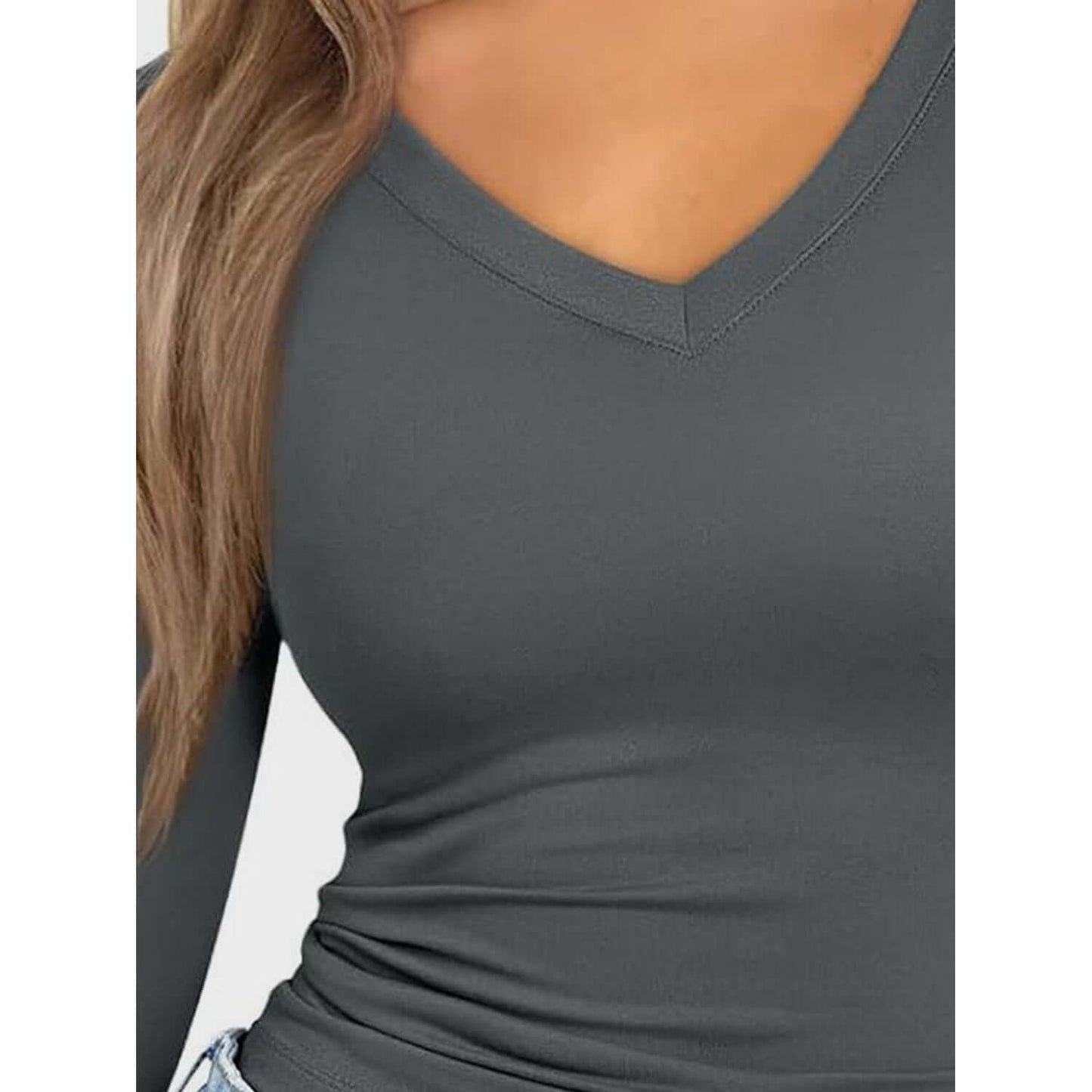 V-Neck Long Sleeve Top Taydiane
