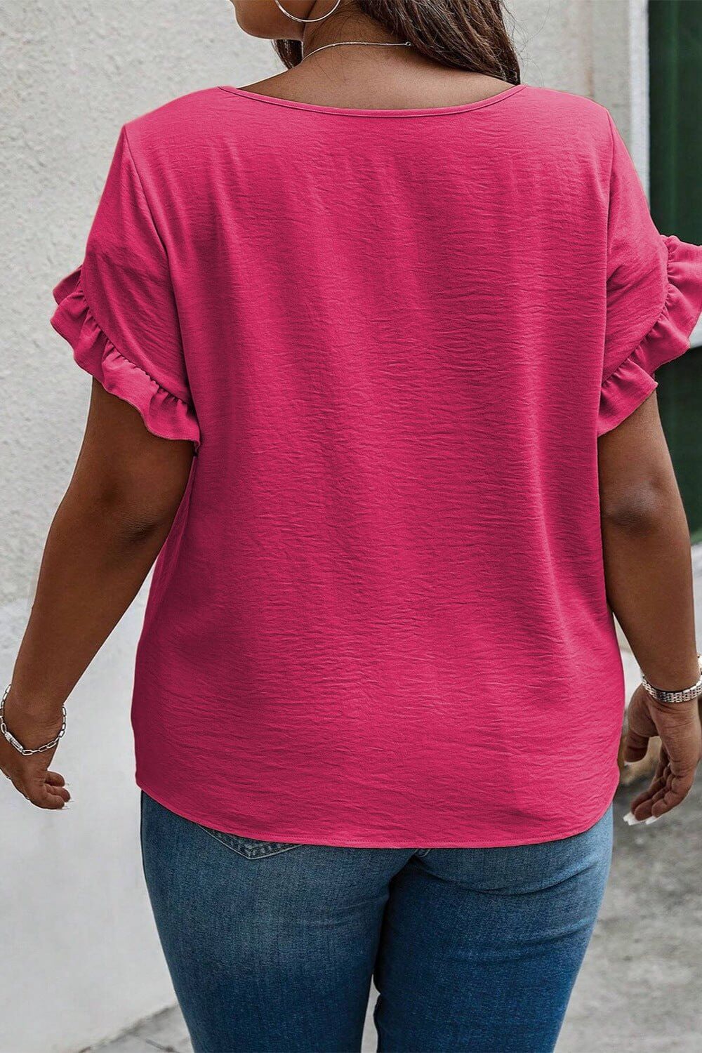 Ruffled Short Sleeve Blouse
