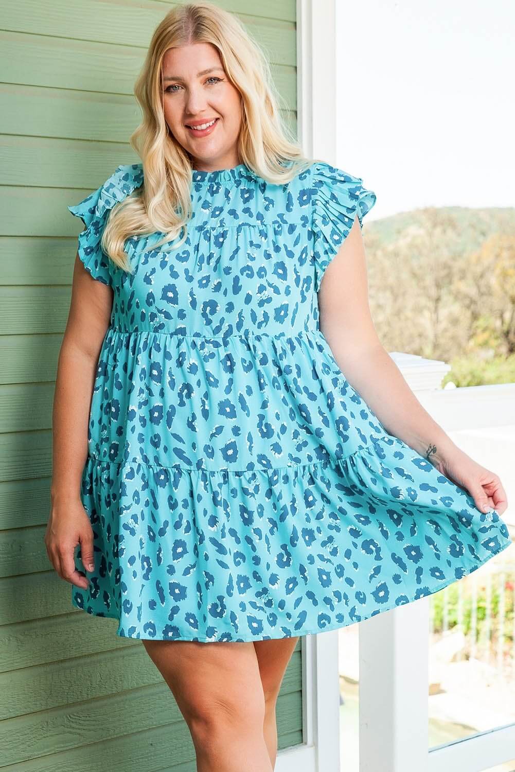 Ruffled Leopard Mini Dress