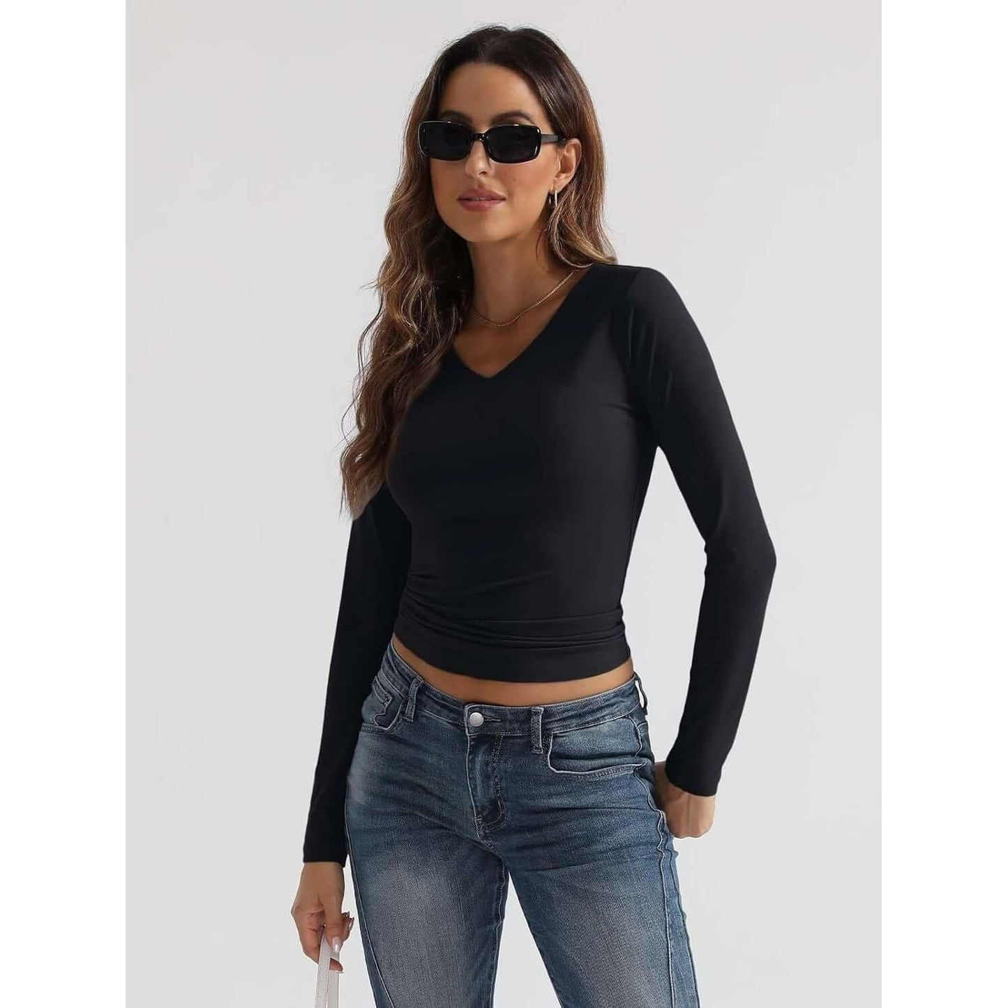 V-Neck Long Sleeve Top Taydiane