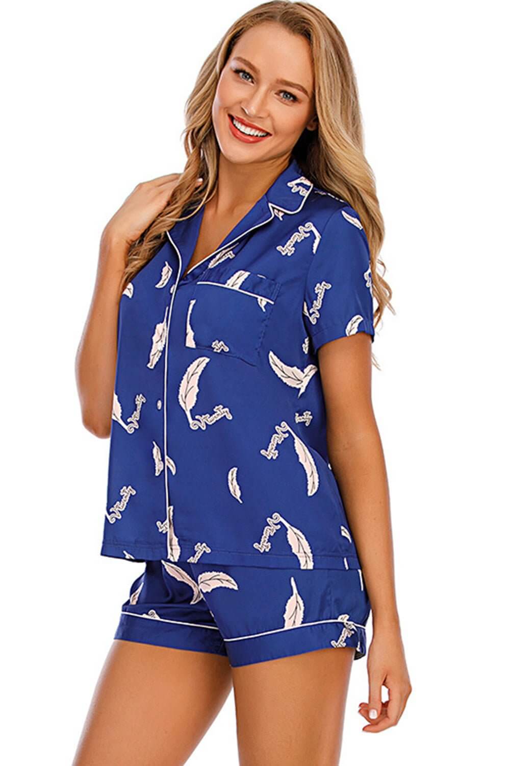 Printed Short Sleeve Lounge Set