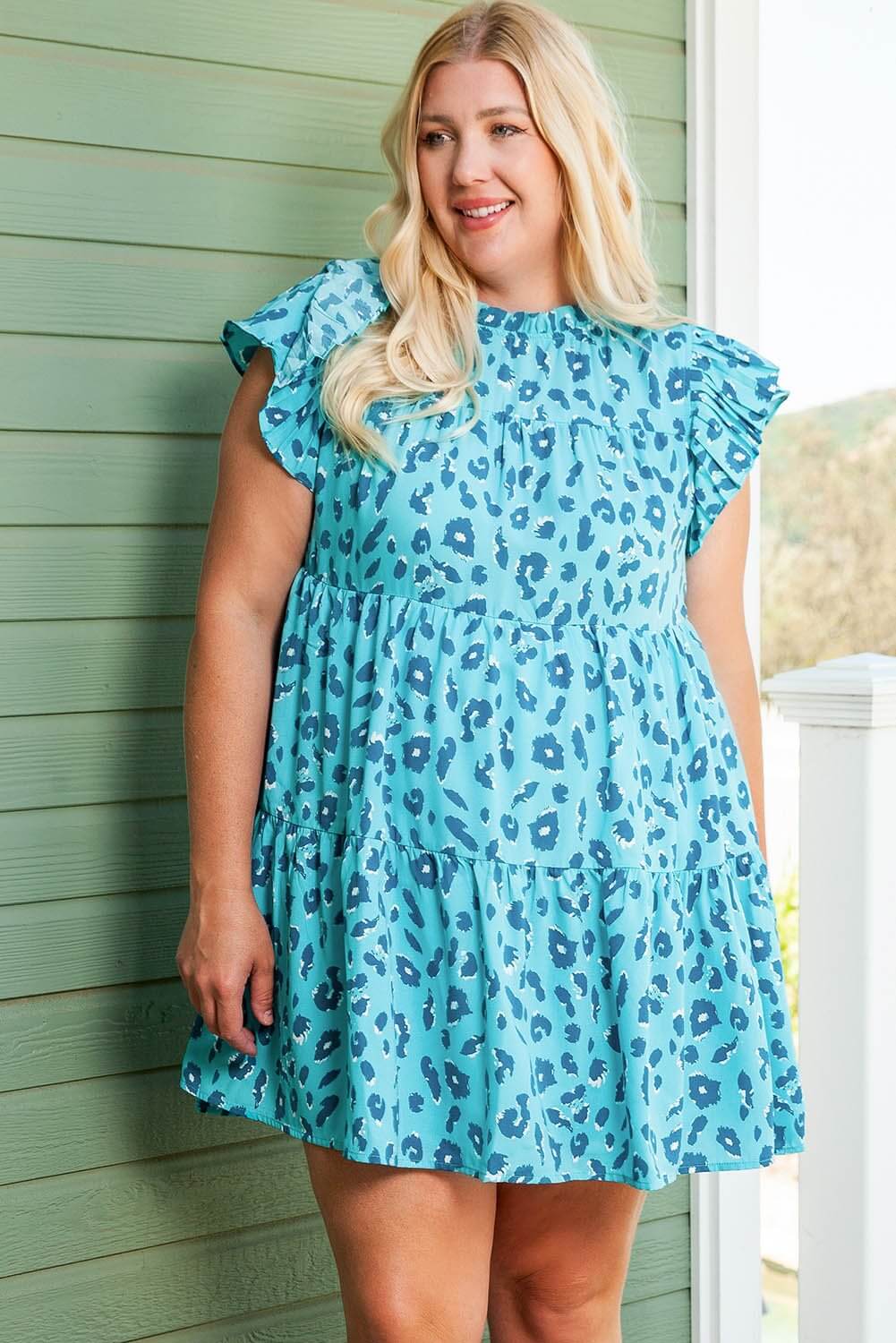 Ruffled Leopard Mini Dress