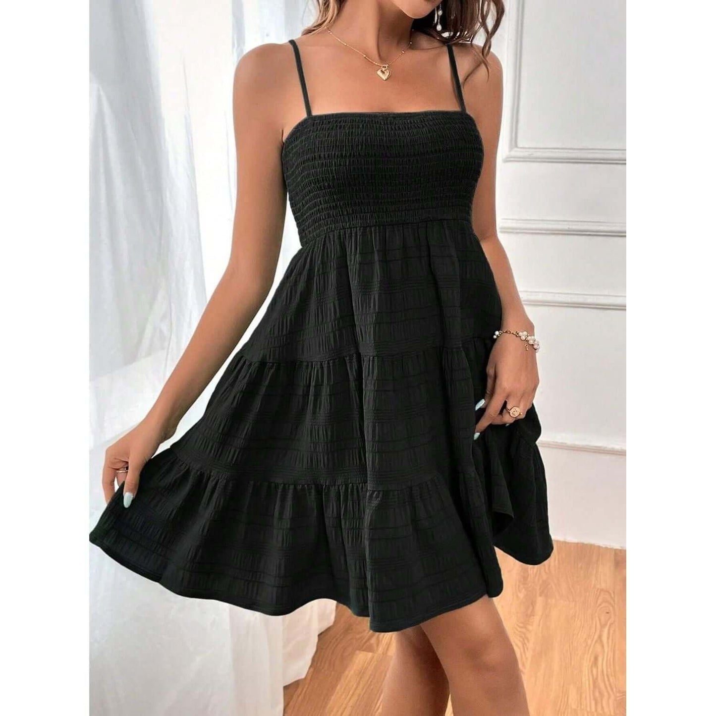 Tiered Smocked Square Neck Cami Dress Taydiane