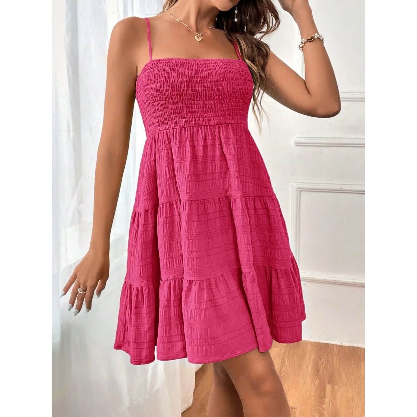 Tiered Smocked Square Neck Cami Dress Taydiane