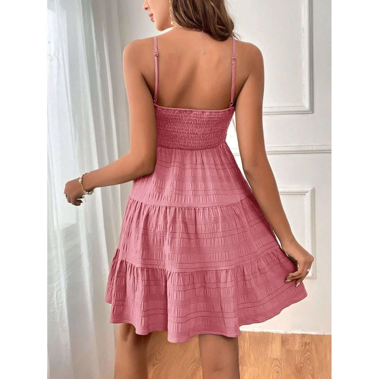 Tiered Smocked Square Neck Cami Dress Taydiane