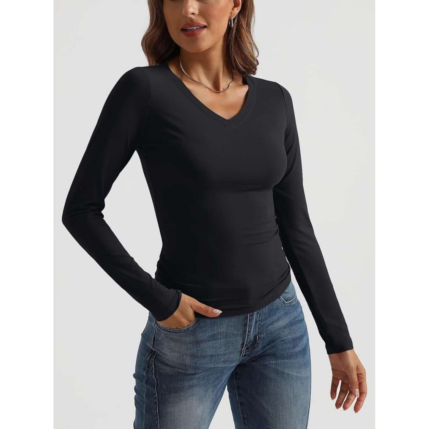 V-Neck Long Sleeve Top Taydiane