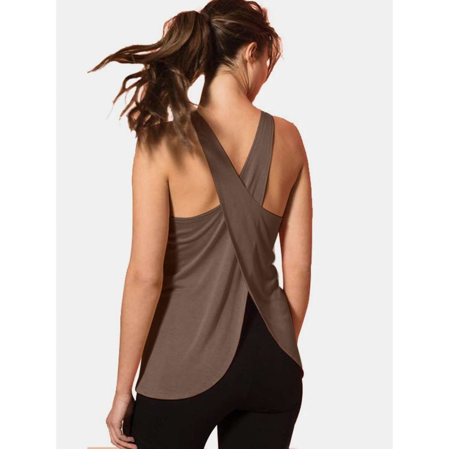 Crisscross Scoop Neck Active Tank TayDiane