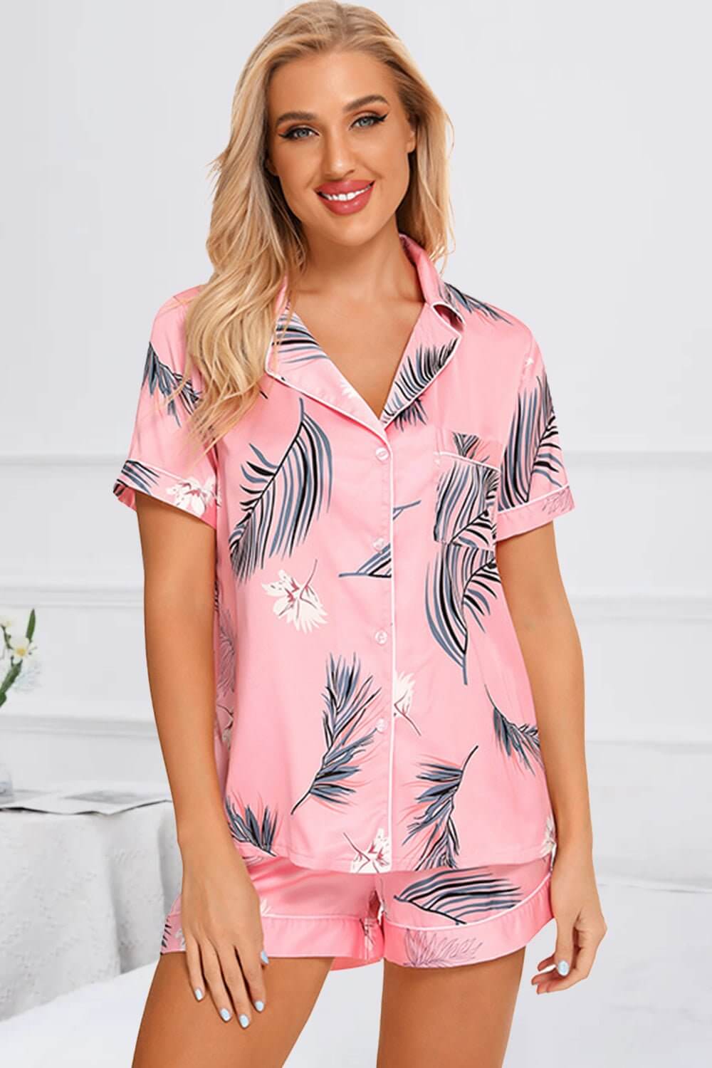 Printed Short Sleeve Lounge Set