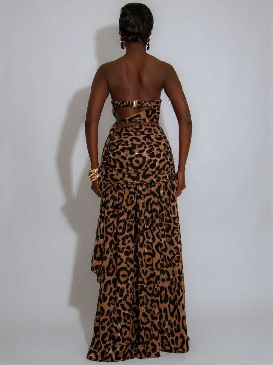Wild Elegance Leopard Cutout Maxi Dress