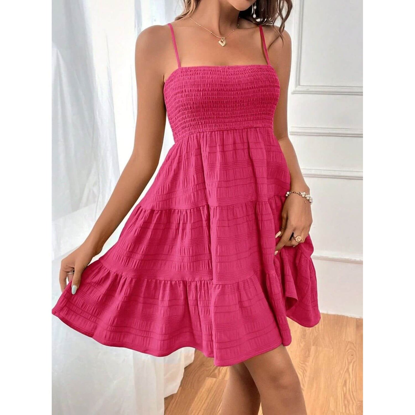 Tiered Smocked Square Neck Cami Dress Taydiane