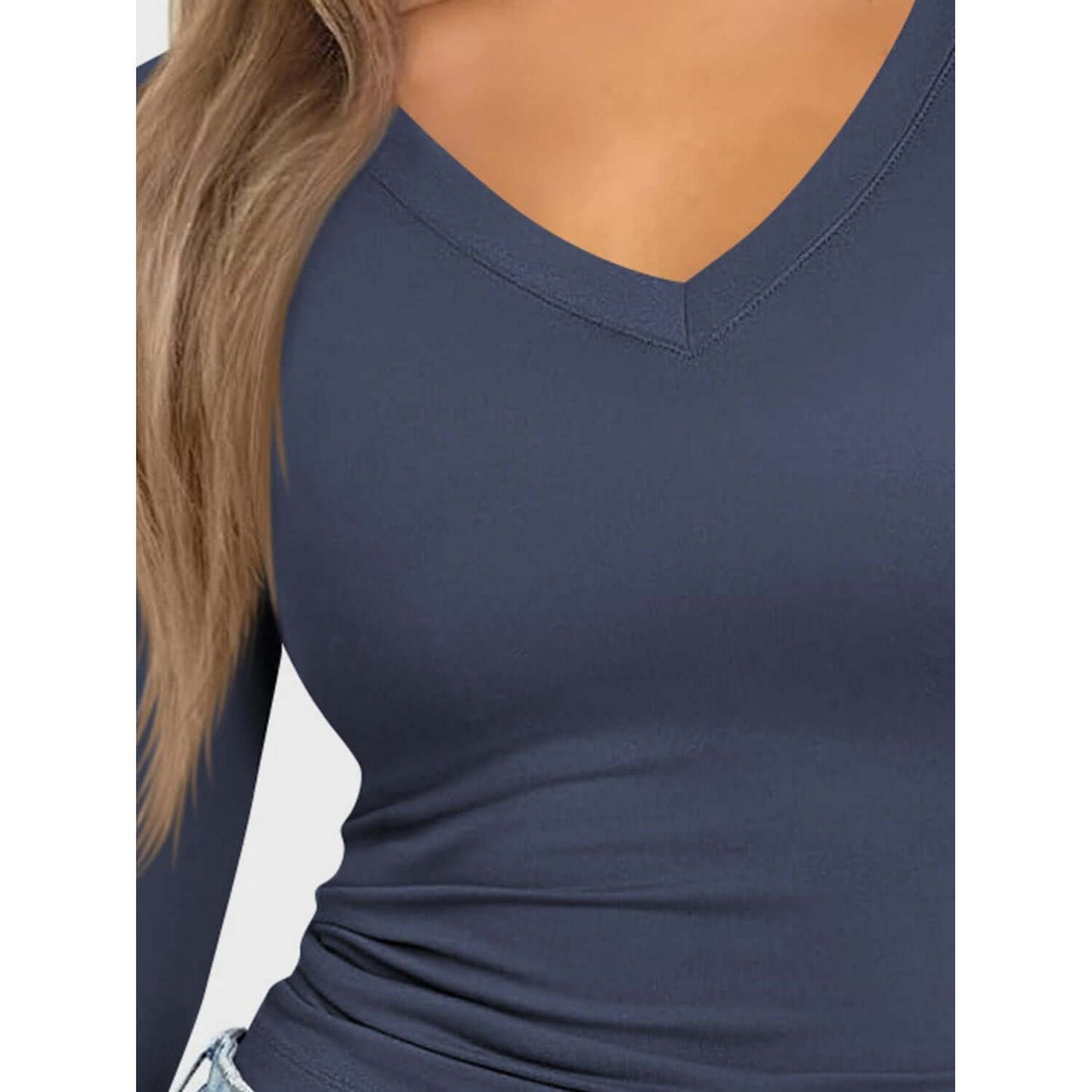 V-Neck Long Sleeve Top Taydiane