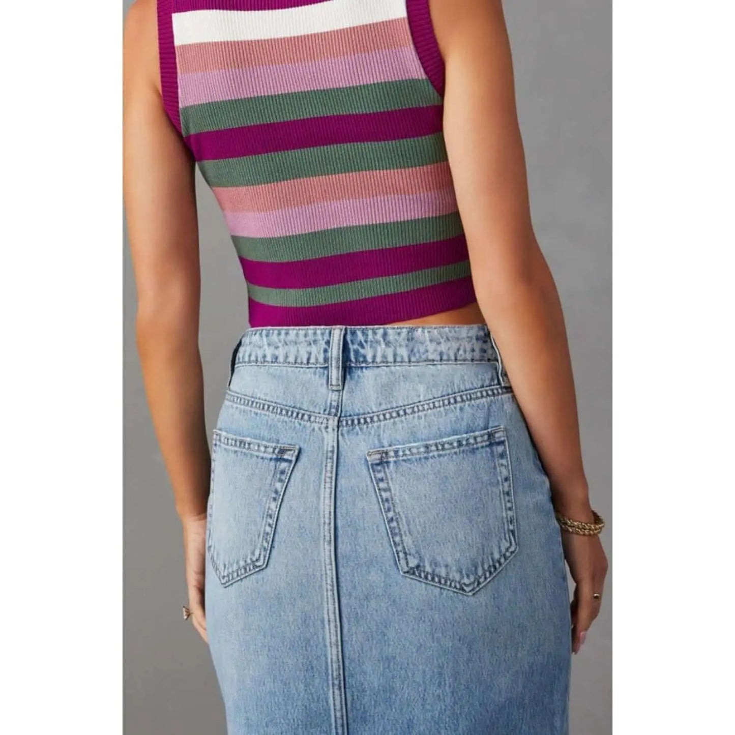 Slit Raw Hem Midi Denim Skirt Taydiane