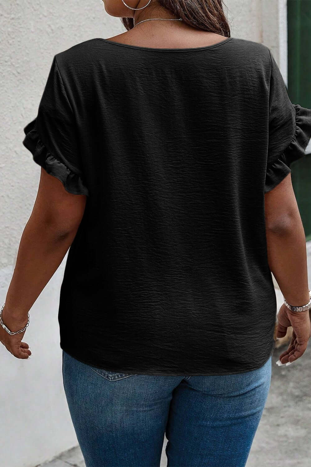 Ruffled Short Sleeve Blouse