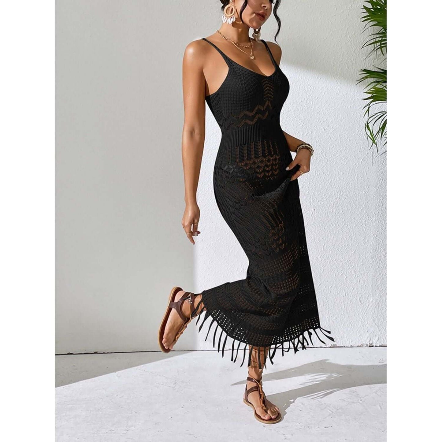Tassel Scoop Neck Cover-Up Taydiane