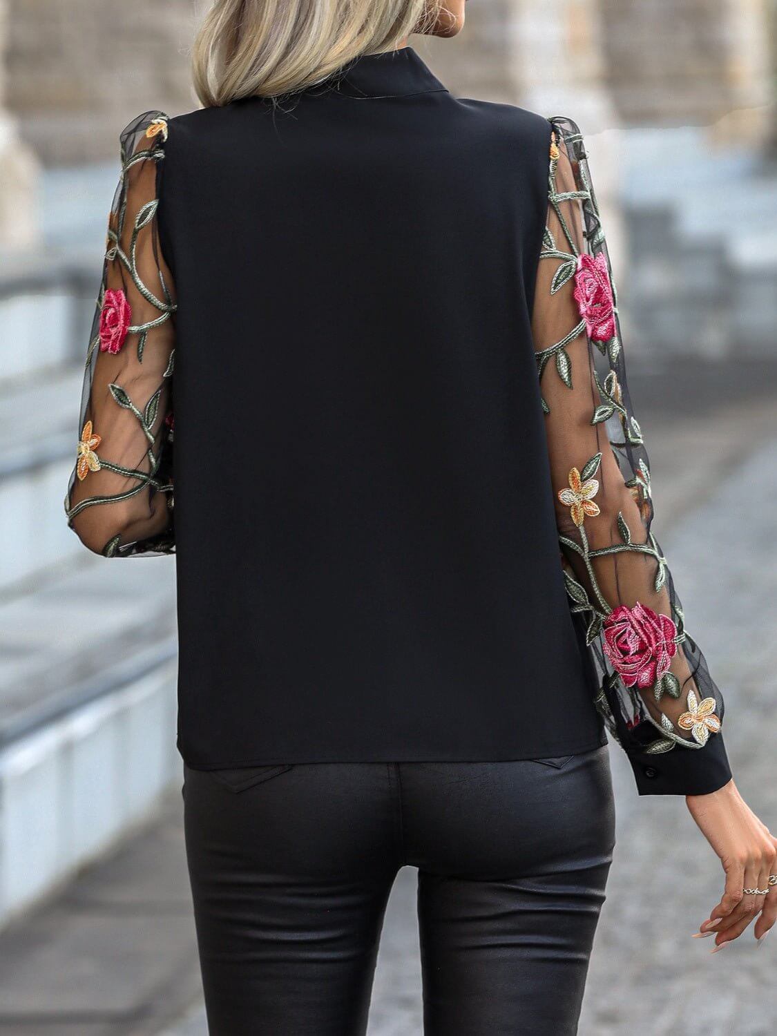 Floral Print Long Sleeve Blouse