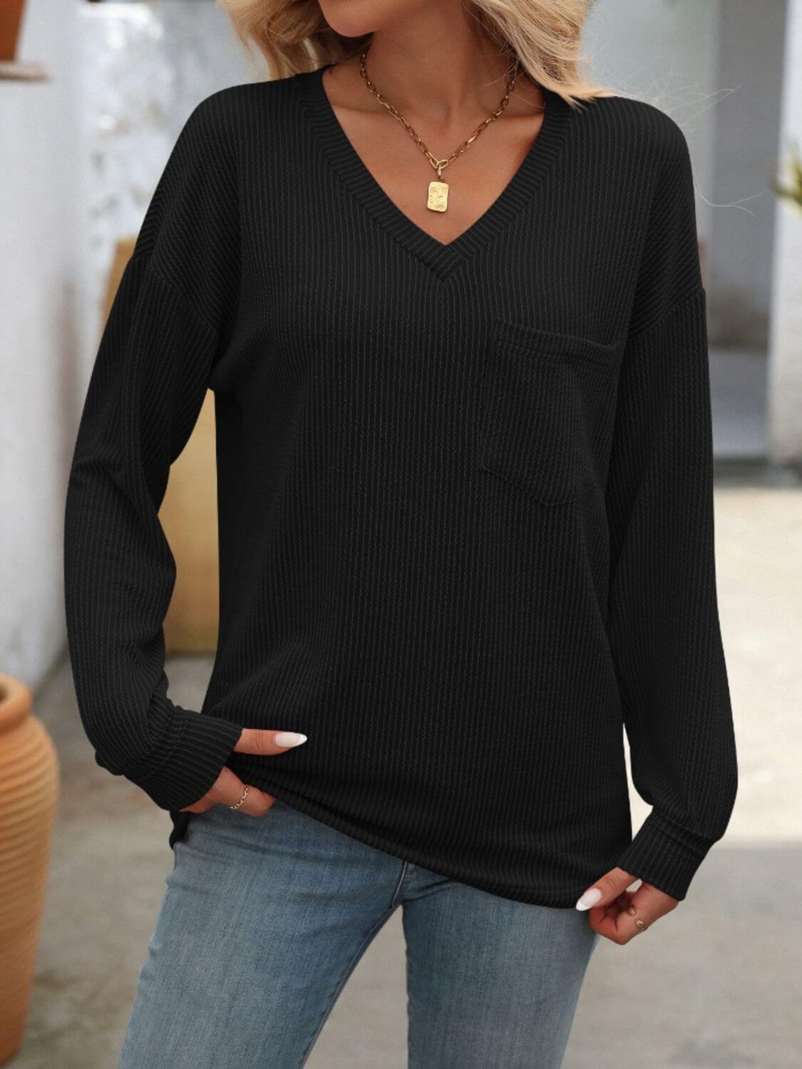 V-Neck Long Sleeve Shirt
