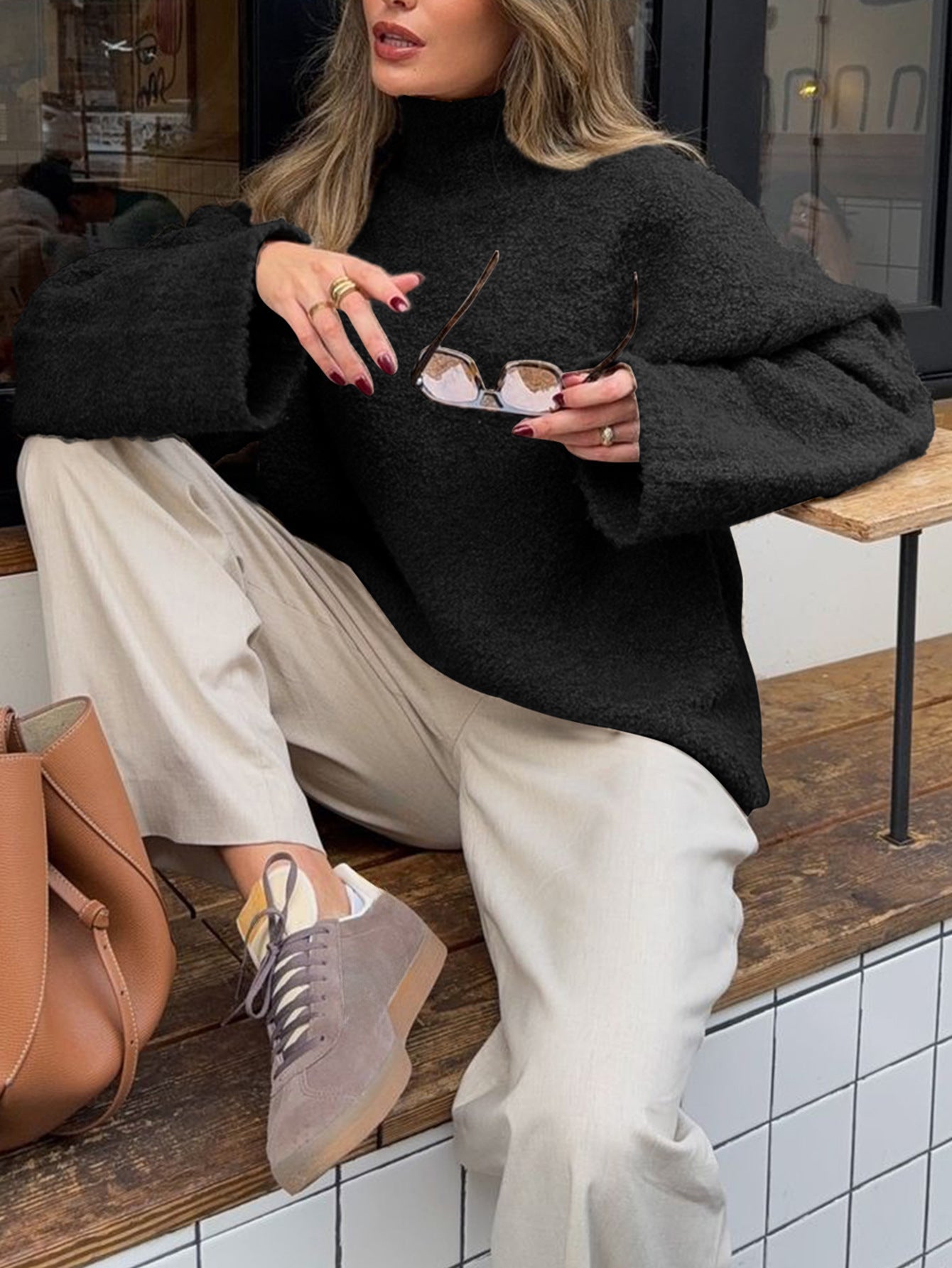Cozy Oversized Turtleneck Sweater - TayDiane