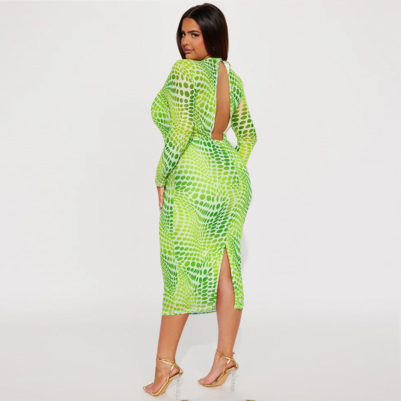 Curvy Long Sleeve Midi Dress - TayDiane