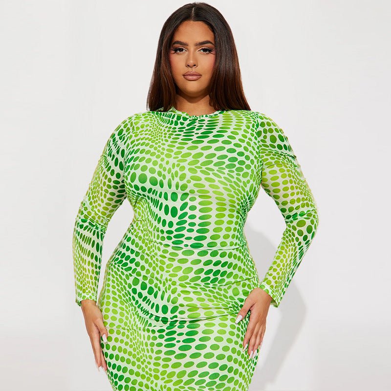 Curvy Long Sleeve Midi Dress - TayDiane