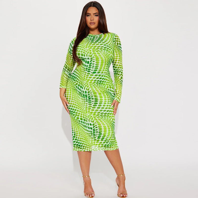 Curvy Long Sleeve Midi Dress - TayDiane