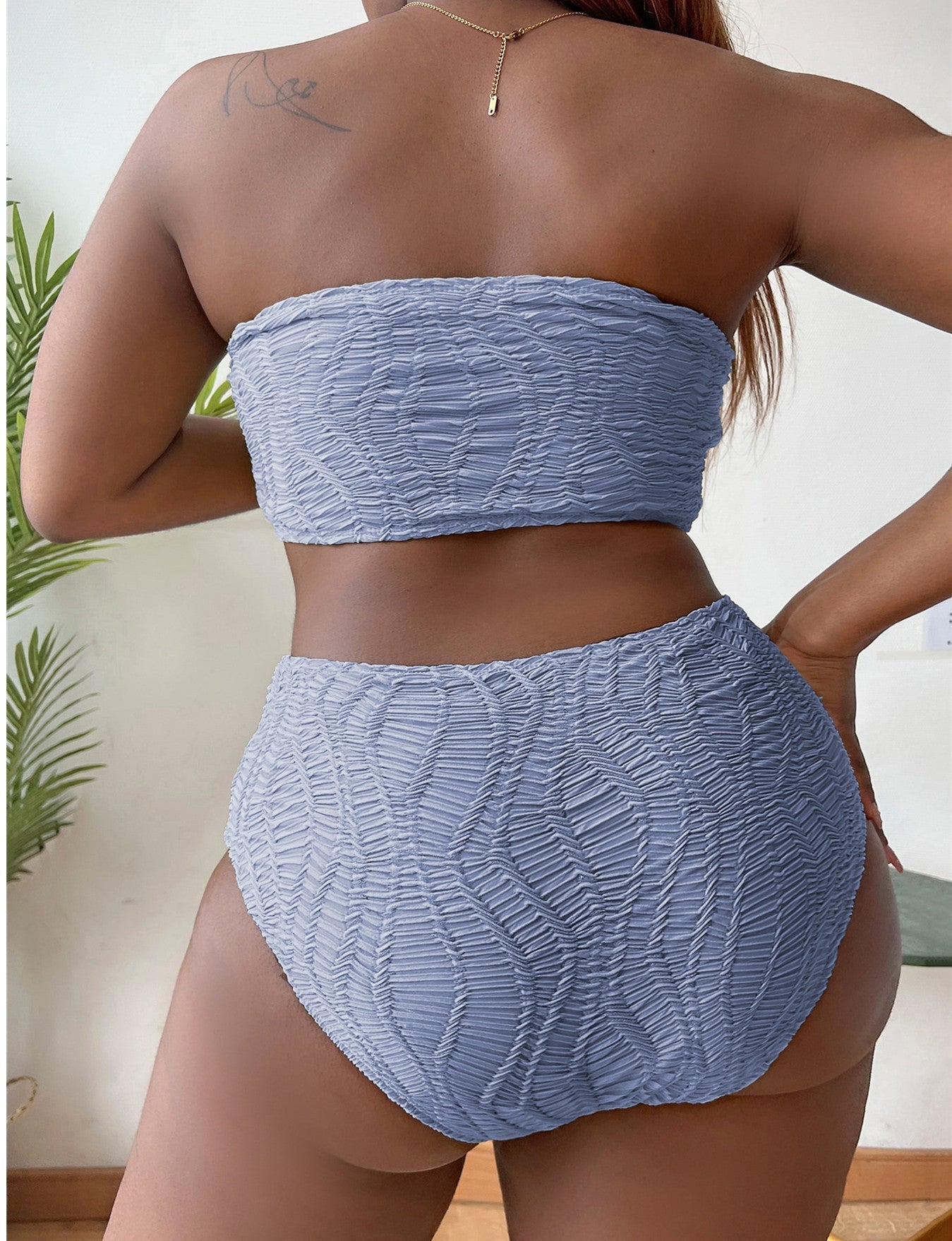 Curvy Tube Top High Waist Bikini Swimsuit - TayDiane