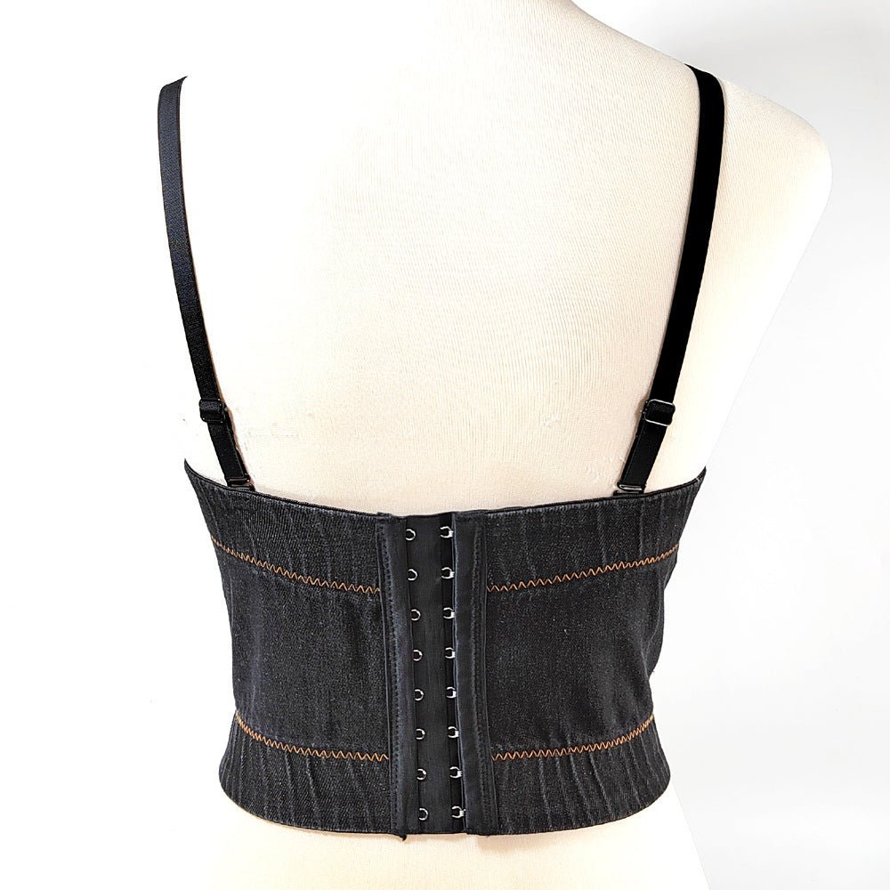 Denim Bustier with Rhinestone's - TayDiane