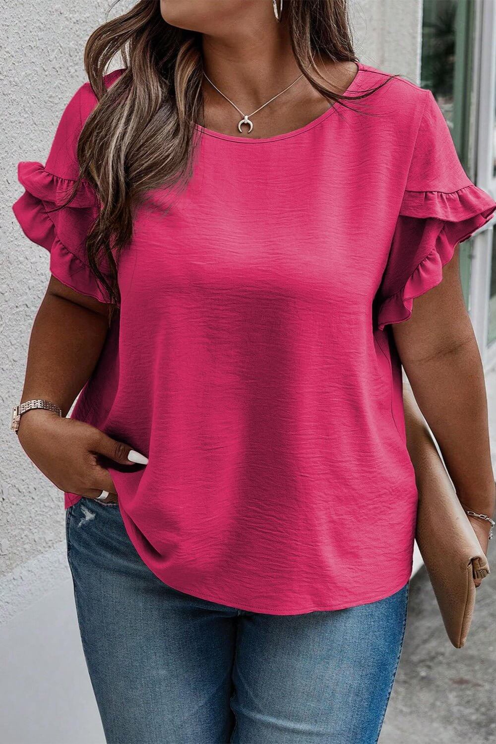 Ruffled Short Sleeve Blouse