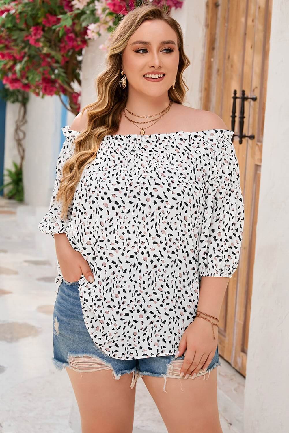 Off-Shoulder Half Sleeve Blouse