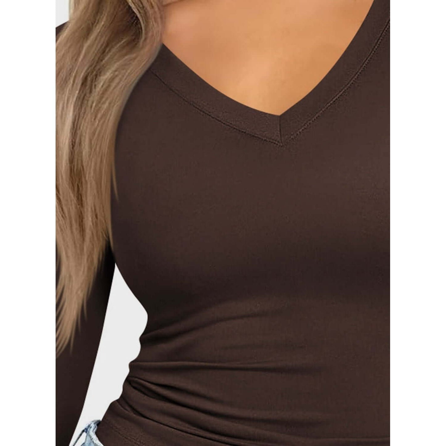 V-Neck Long Sleeve Top Taydiane
