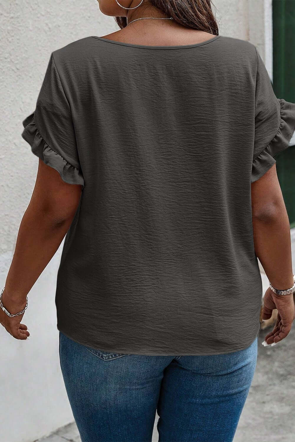 Ruffled Short Sleeve Blouse