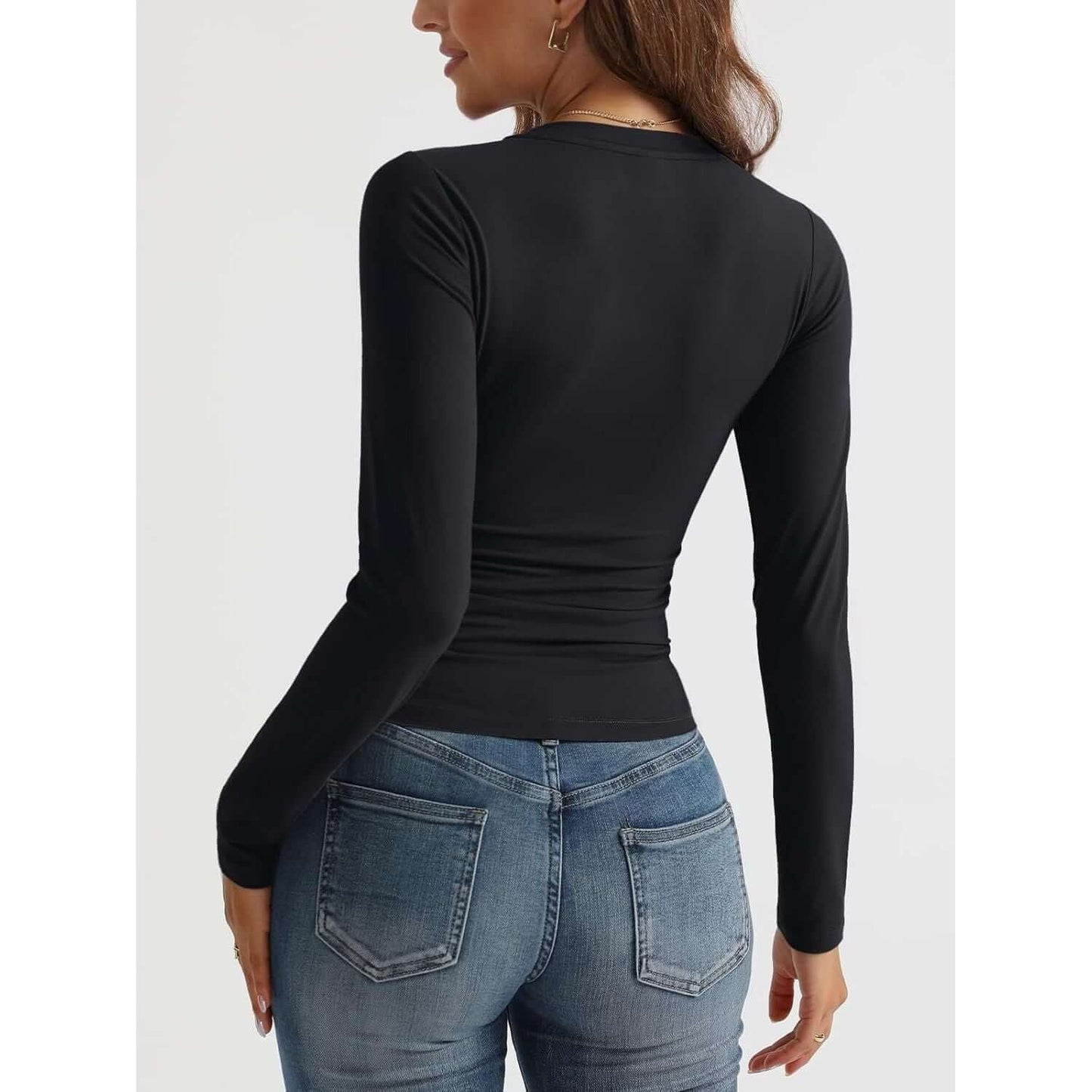 V-Neck Long Sleeve Top Taydiane