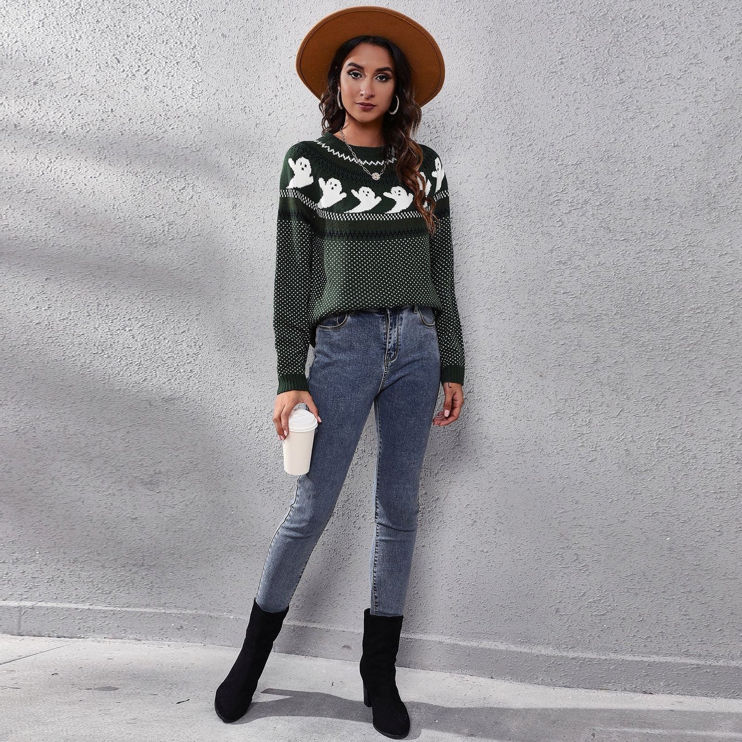 Ghostly Long - Sleeved Knitted Sweater - TayDiane
