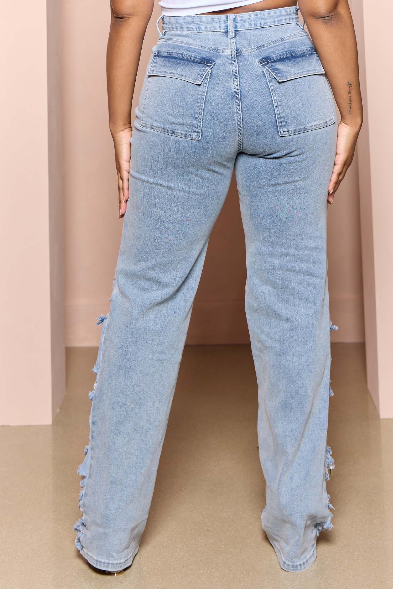 High Rise Ripped Straight Leg Jeans - TayDiane