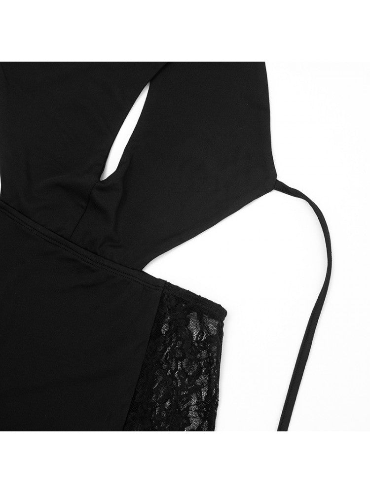 Midnight Lace Cutout Backless Maxi Dress - TayDiane