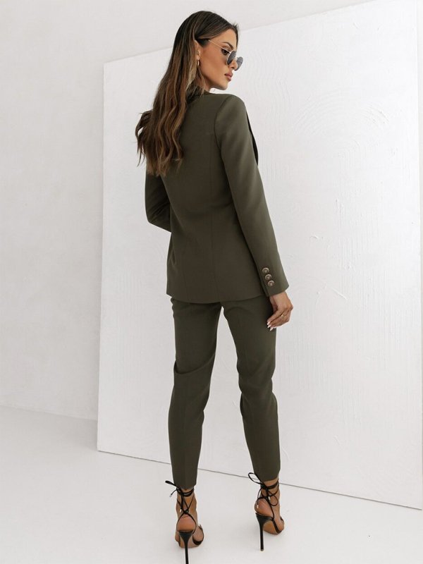New Double - Breasted Solid Color Blazer - TayDiane