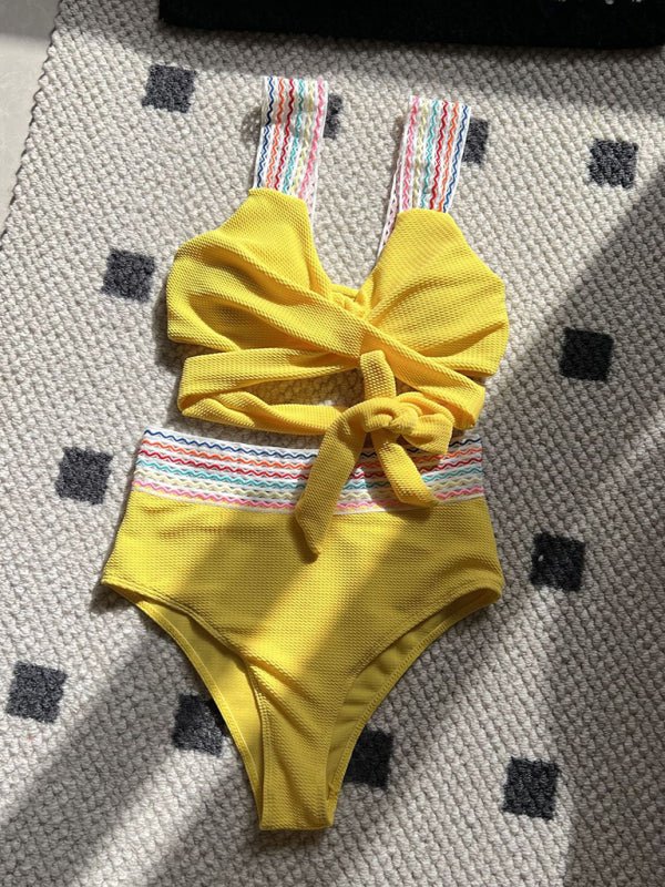 New Rainbow Ribbon High Waisted Two - Piece Tankini - TayDiane