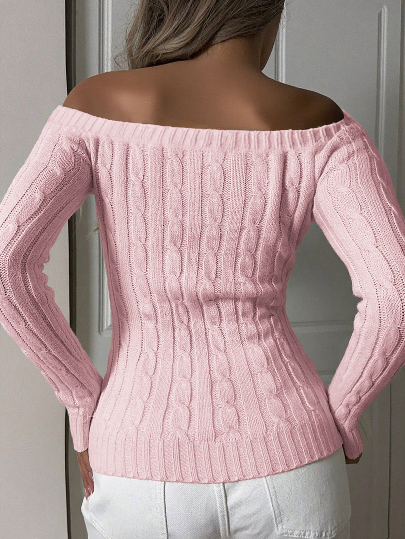 Off Shoulder Long Sleeve Sweater - TayDiane