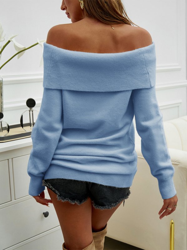 Off the Shoulder Pullover Sweater - TayDiane