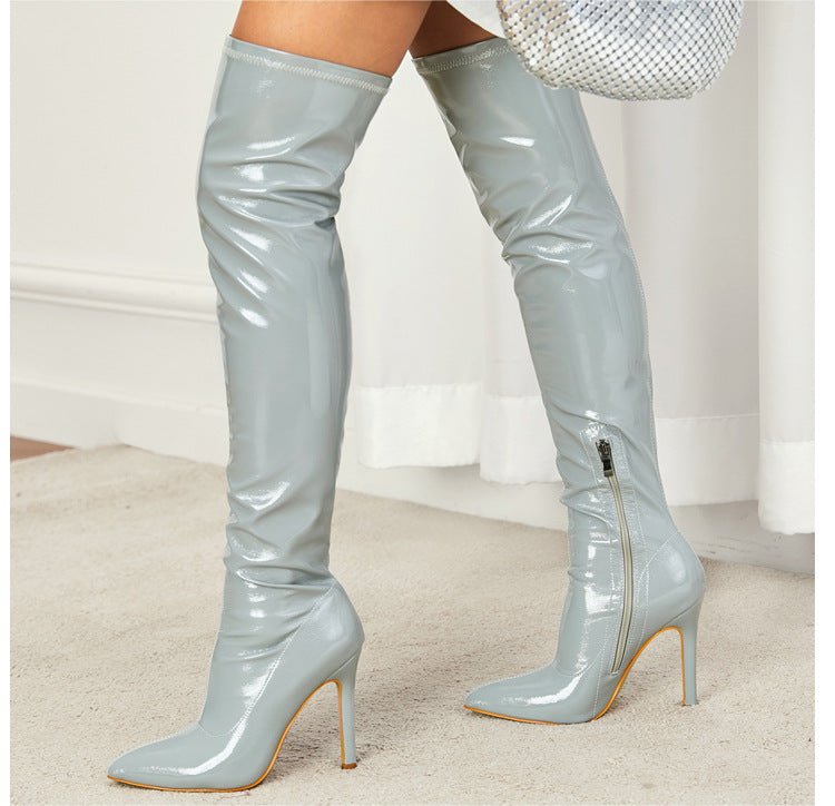 Patent Leather Over - the - Knee Boots - TayDiane