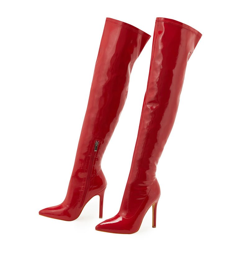 Patent Leather Over - the - Knee Boots - TayDiane