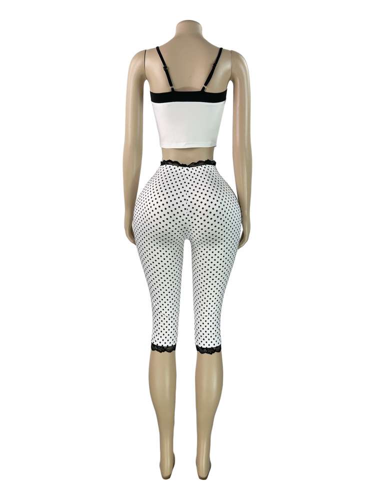 Polka Dot Capri Shorts Set - Taydiane