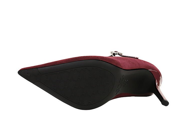 Rhinestone T - Strap Pointed - Toe Heels - TayDiane