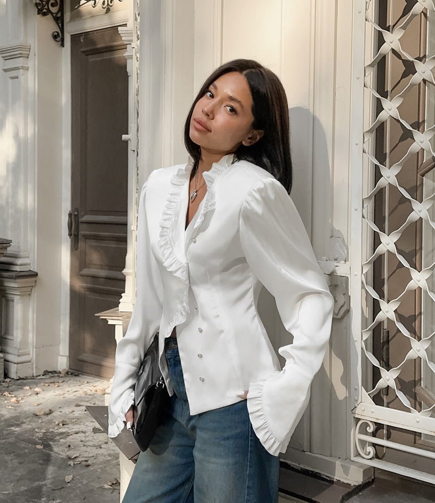 Ruffled Long Sleeved Ruffled Blouse - TayDiane