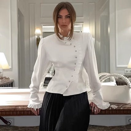 Ruffled Long Sleeved Ruffled Blouse - TayDiane