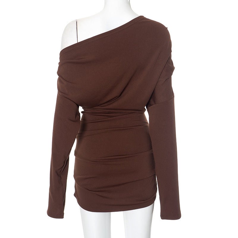 Sexy Mature Long Sleeve Off - the - Shoulder Loose Dress - TayDiane