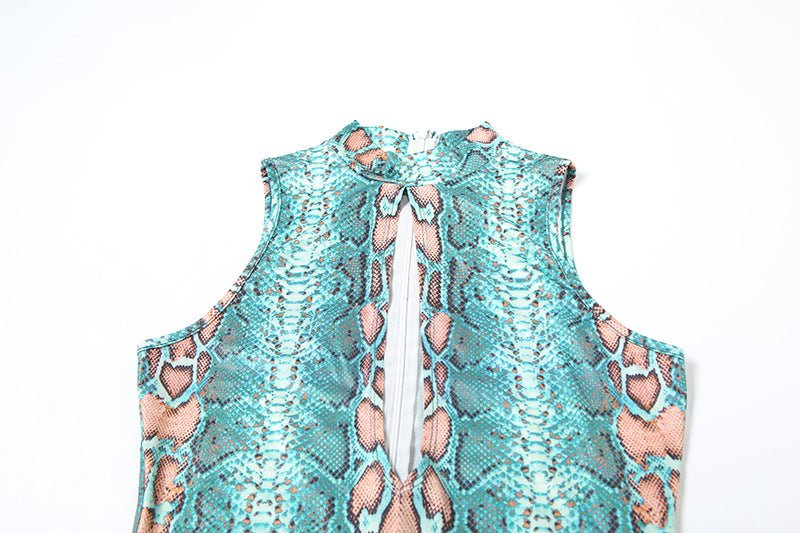 Sexy Snakeskin Printed Jumpsuit - TayDiane