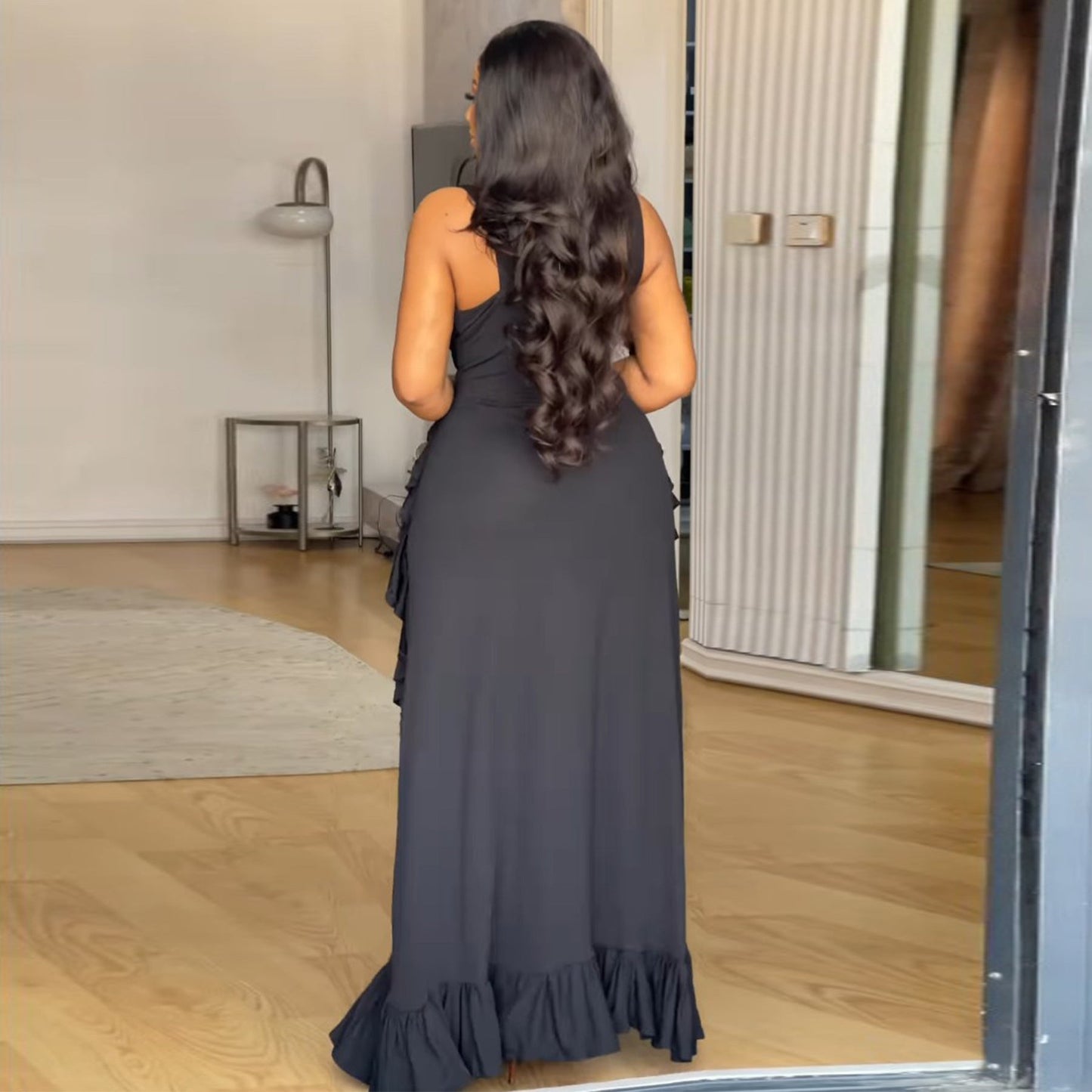 Sultry Elegance Plunge Maxi Dress - TayDiane
