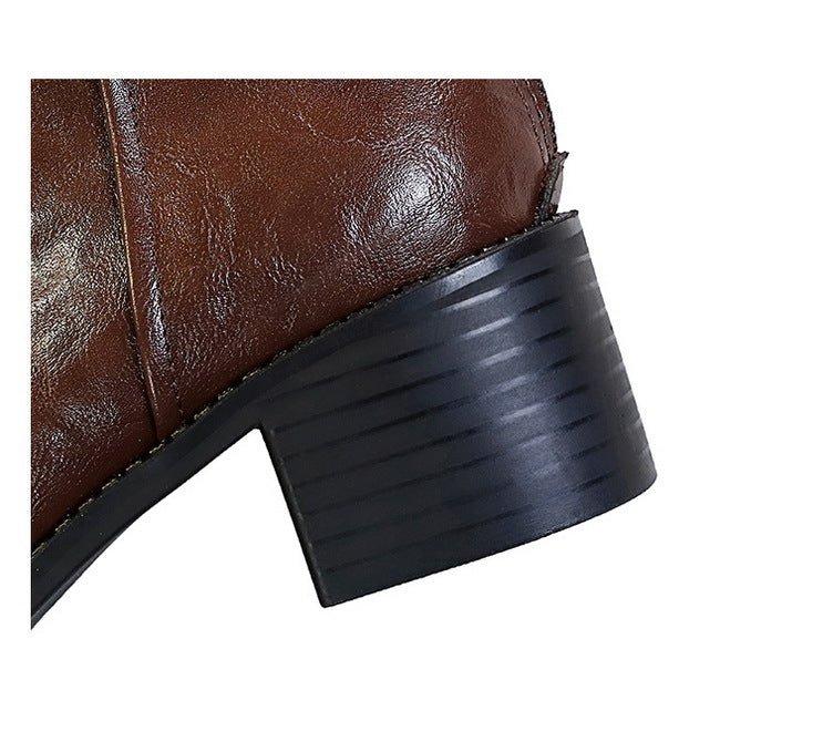 Women's Winter Boots with Chunky Heels and Pointed Toes - TayDiane