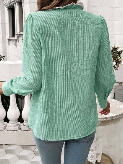 Lace Ruffled Long Sleeve Shirt