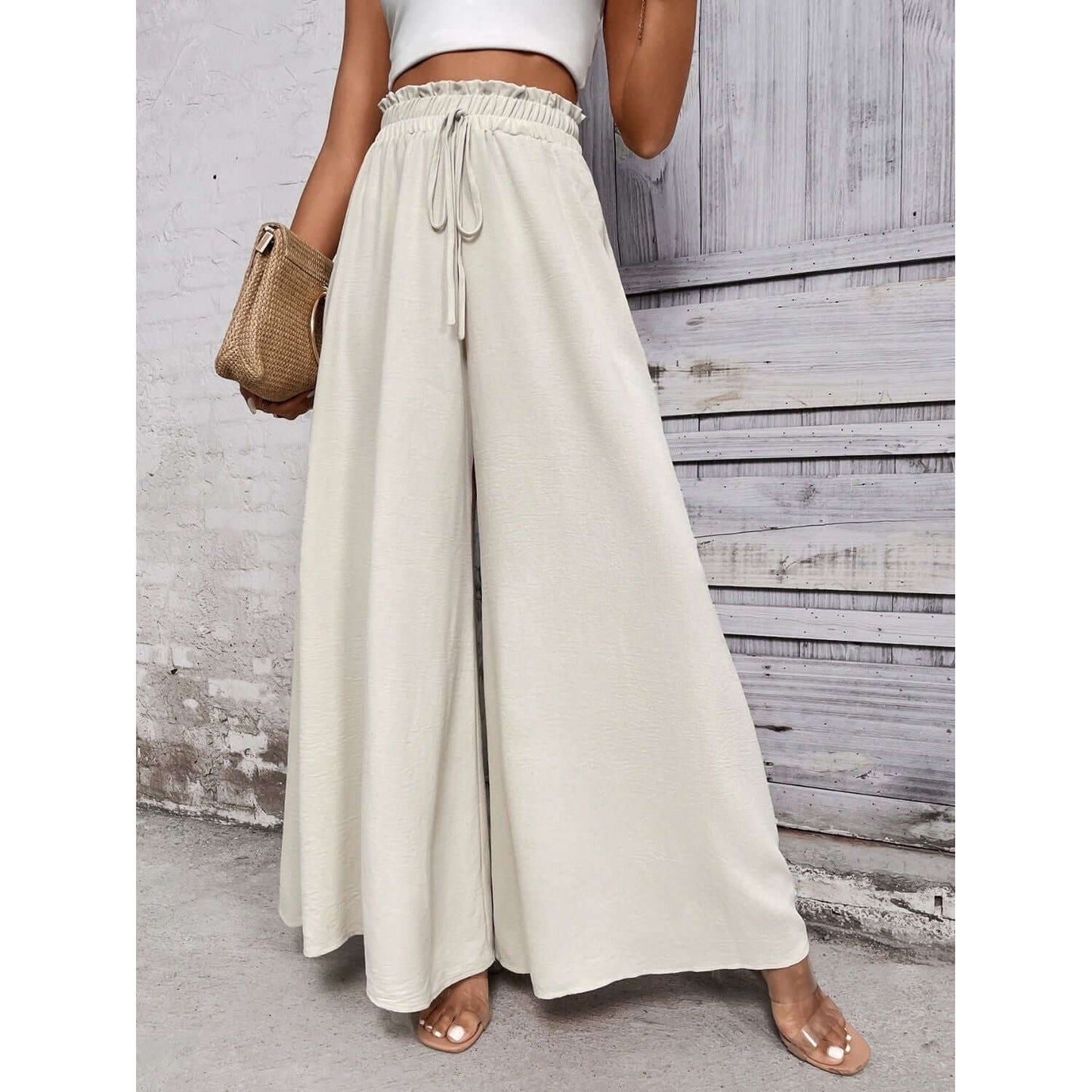 Tied High Waist Wide Leg Pants